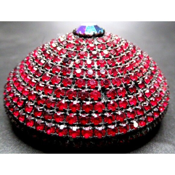 ROGER JEAN PIERRE For BALENCIAGA Book Piece! Red Rhinestone Huge Dome Brooch - Picture 1 of 11